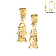 Sterling Silver 20mm Fire Hydrant Earrings (White or Yellow Gold Plated)