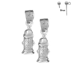 Sterling Silver 20mm Fire Hydrant Earrings (White or Yellow Gold Plated)