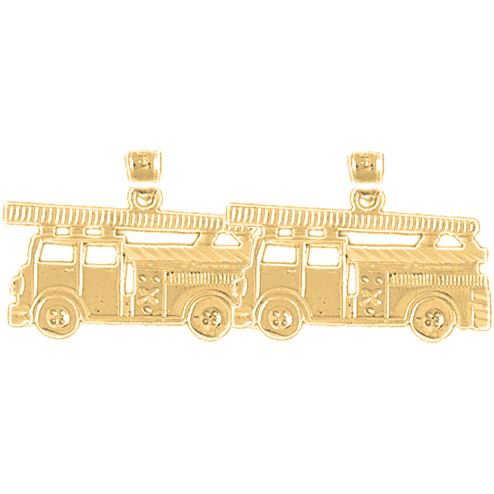 Yellow Gold-plated Silver 30mm Fireman's Ladder Earrings