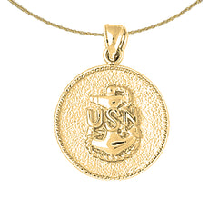Colgante con logotipo de la Marina de los Estados Unidos en oro de 10 quilates, 14 quilates o 18 quilates