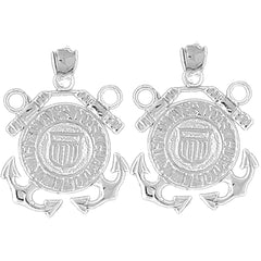 Sterling Silver 31mm United States Navy Logo Earrings