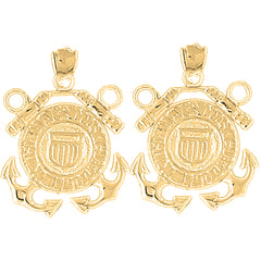 Yellow Gold-plated Silver 31mm United States Navy Logo Earrings