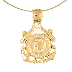 10K, 14K or 18K Gold United States Navy Logo Pendant