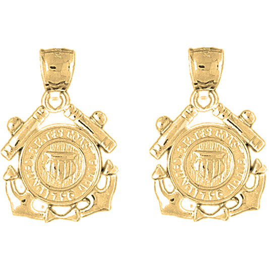 Yellow Gold-plated Silver 26mm United States Navy Logo Earrings
