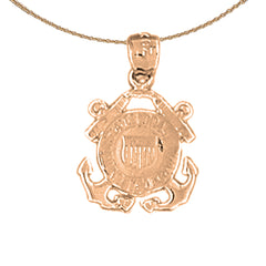 Colgante con logotipo de la Marina de los Estados Unidos en oro de 14 quilates o 18 quilates