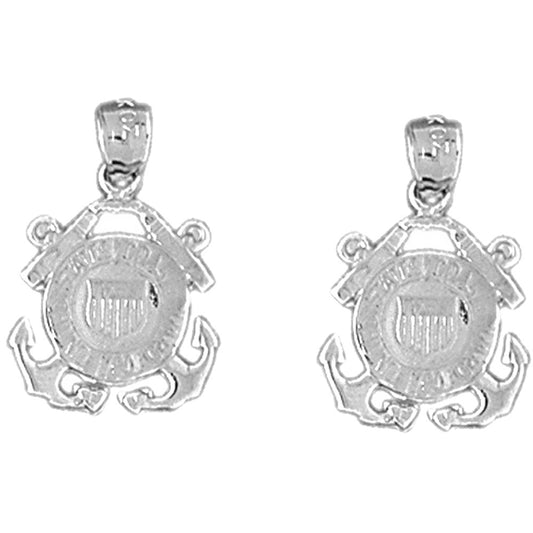 Sterling Silver 19mm United States Navy Logo Earrings
