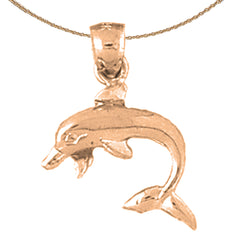 14K or 18K Gold Dolphin Pendant