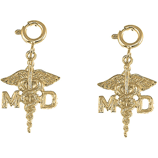 Yellow Gold-plated Silver 17mm United States Navy Earrings