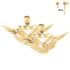 Sterling Silver 19mm United States Navy Earrings (White or Yellow Gold Plated)