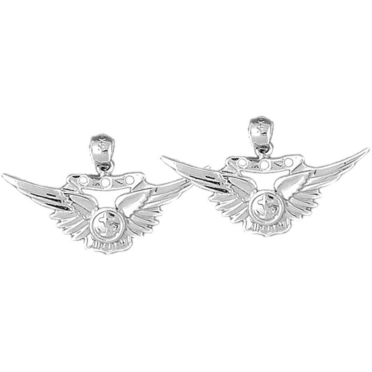 Sterling Silver 19mm United States Navy Earrings