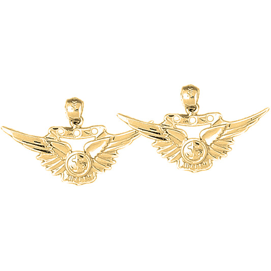 Yellow Gold-plated Silver 19mm United States Navy Earrings
