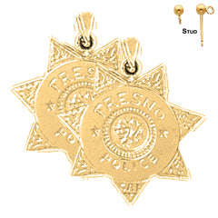 Pendientes de policía de Fresno de plata de ley de 24 mm (chapados en oro blanco o amarillo)
