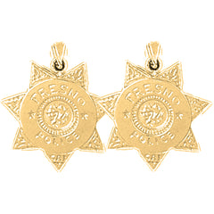 Yellow Gold-plated Silver 24mm Fresno Police Earrings