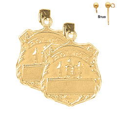 Ohrringe mit Polizeiabzeichen aus 14 Karat oder 18 Karat Gold