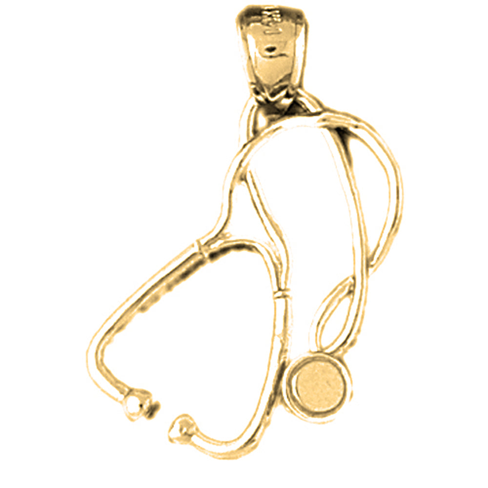 10K, 14K or 18K Gold Stethoscope Pendant