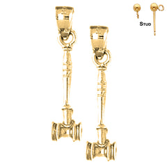 Sterling Silver 27mm Gavel Earrings (White or Yellow Gold Plated)
