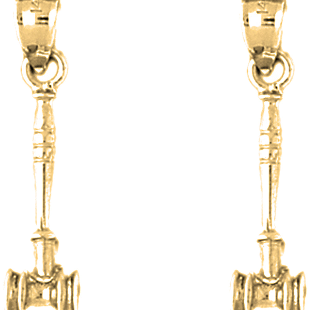 14K or 18K Gold 27mm Gavel Earrings