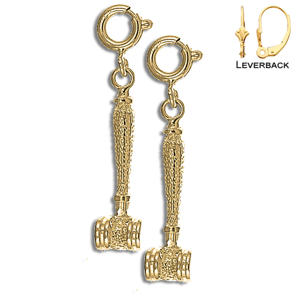 14K or 18K Gold Gavel Earrings