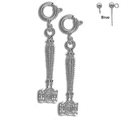 Sterling Silver 25mm Gavel Earrings (White or Yellow Gold Plated)