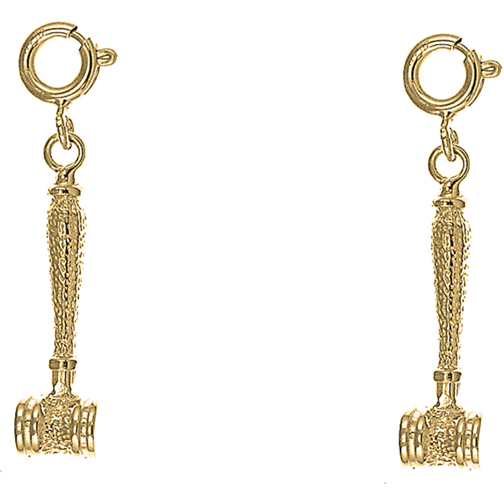 Yellow Gold-plated Silver 25mm Gavel Earrings