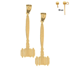 Sterling Silver 45mm Gavel Earrings (White or Yellow Gold Plated)