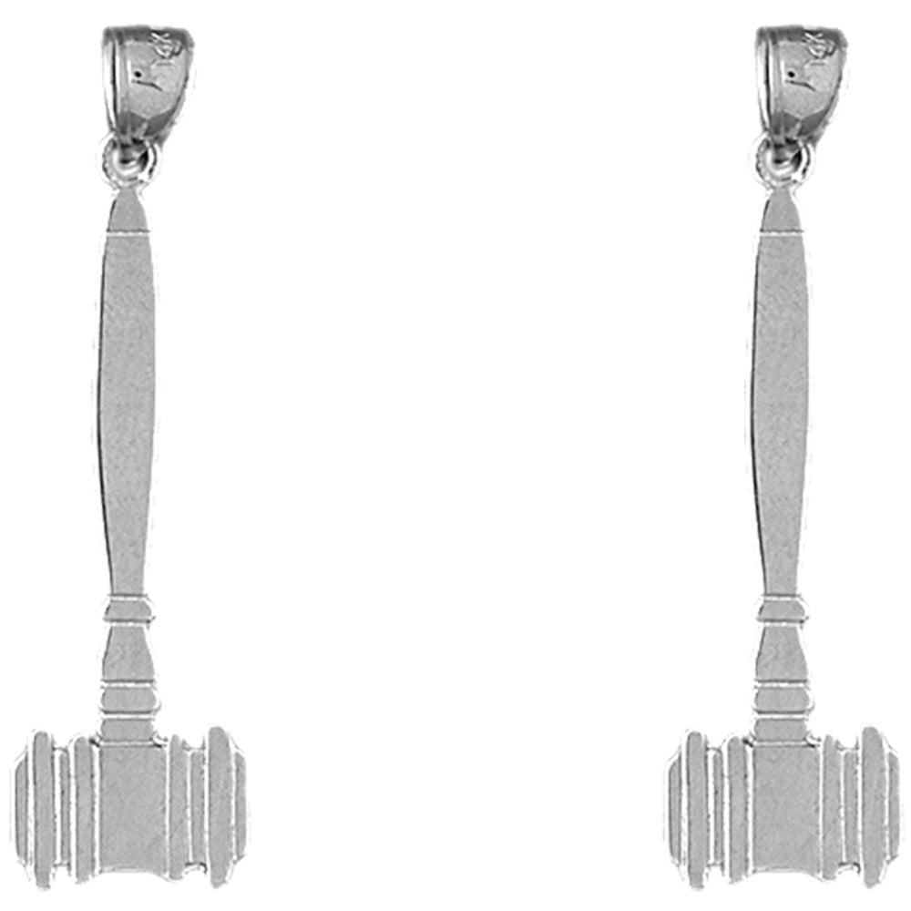 Sterling Silver 45mm Gavel Earrings