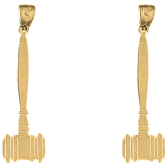 Yellow Gold-plated Silver 45mm Gavel Earrings