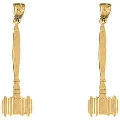 Yellow Gold-plated Silver 45mm Gavel Earrings