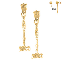 Sterling Silver 27mm Gavel Earrings (White or Yellow Gold Plated)