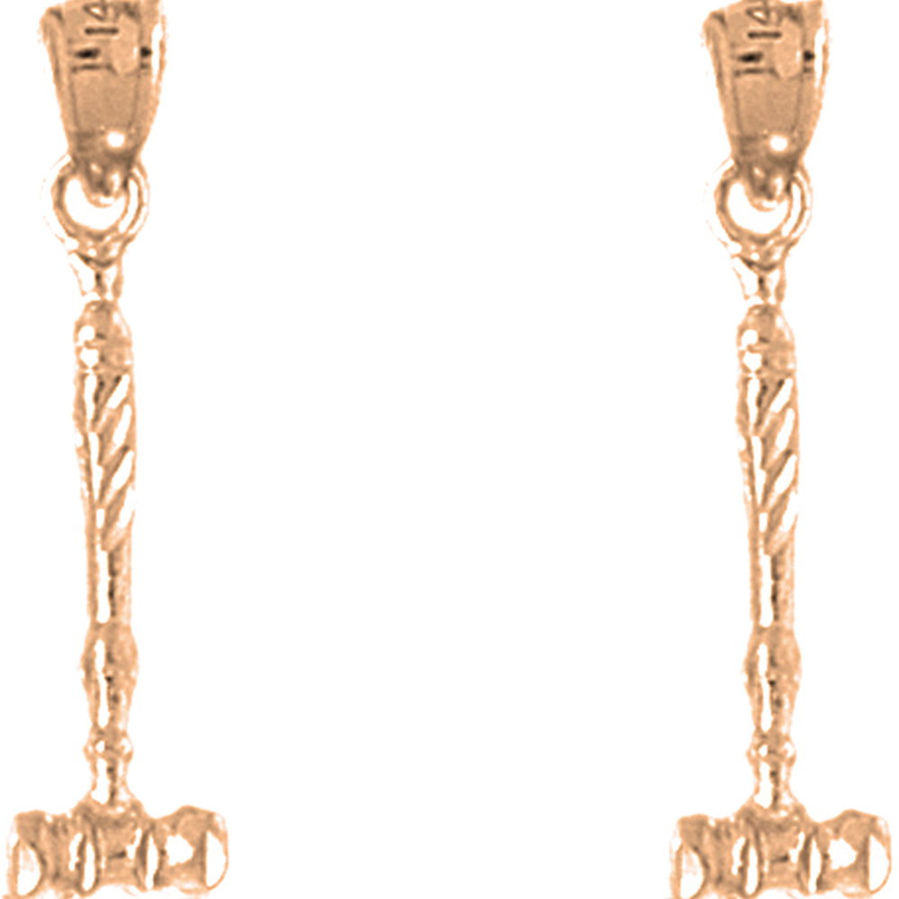 14K or 18K Gold 27mm Gavel Earrings