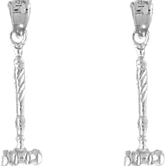 Sterling Silver 27mm Gavel Earrings