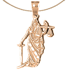 14K or 18K Gold Lady Of Justice Pendant