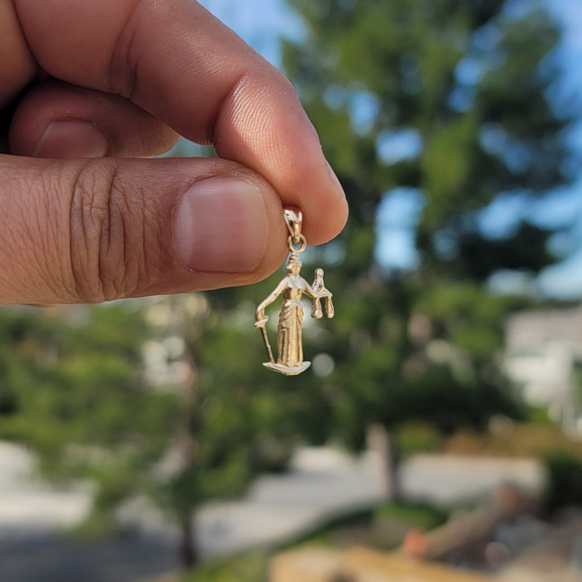 14K or 18K Gold Lady Of Justice Pendant