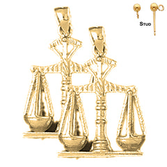 Sterling Silver 26mm Weights Of Justice Earrings (White or Yellow Gold Plated)
