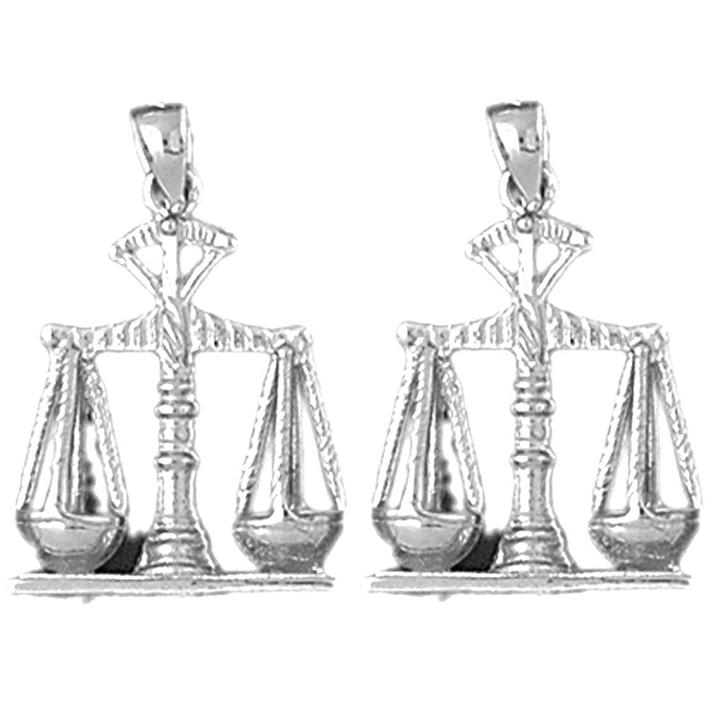 Sterling Silver 26mm Weights Of Justice Earrings