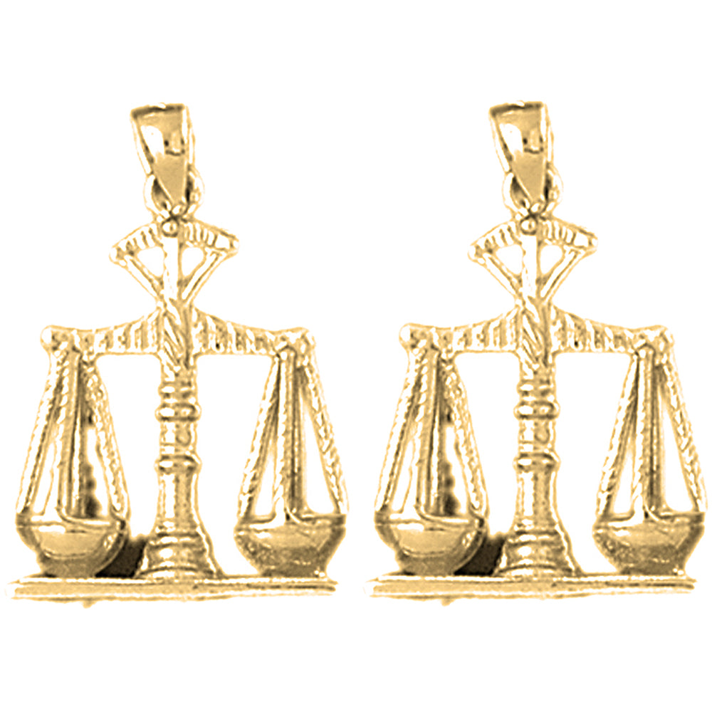 Yellow Gold-plated Silver 26mm Weights Of Justice Earrings