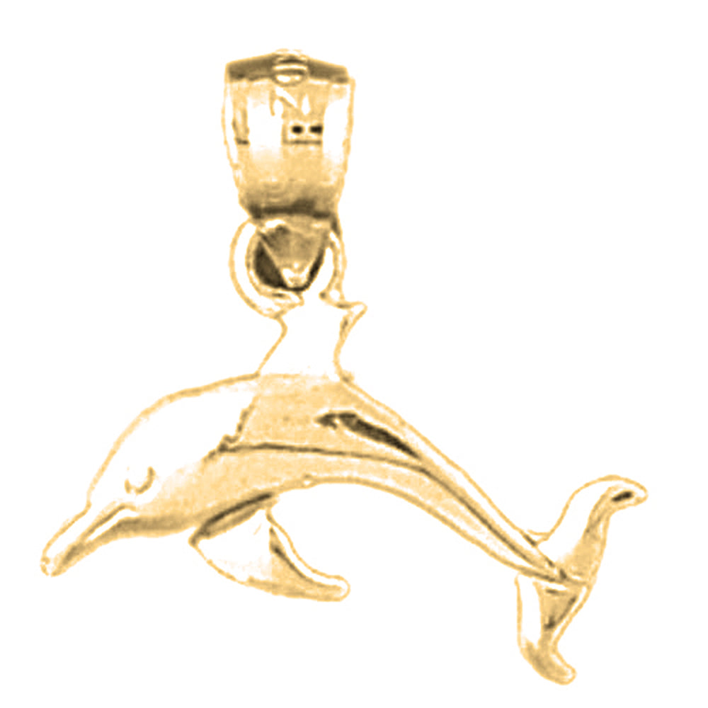 14K or 18K Gold Dolphin, Starfish, And Shell Pendant