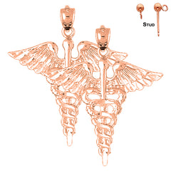 Caduceus-Ohrringe aus 14 Karat oder 18 Karat Gold