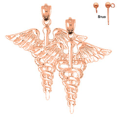 14K or 18K Gold Caduceus Earrings