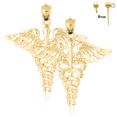 14K or 18K Gold Caduceus Earrings