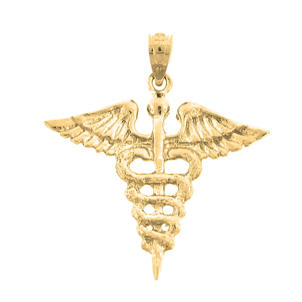 14K or 18K Gold Caduceus Pendant