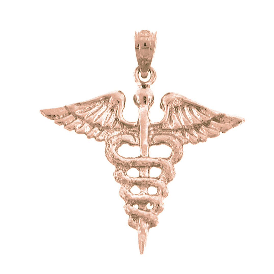 14K or 18K Gold Caduceus Pendant