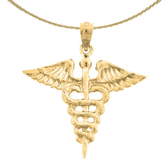 14K or 18K Gold Caduceus Pendant