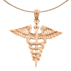 Colgante Caduceo de Oro de 14K o 18K