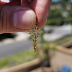 14K or 18K Gold Caduceus Pendant