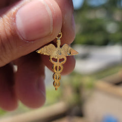 14K or 18K Gold Caduceus Pendant