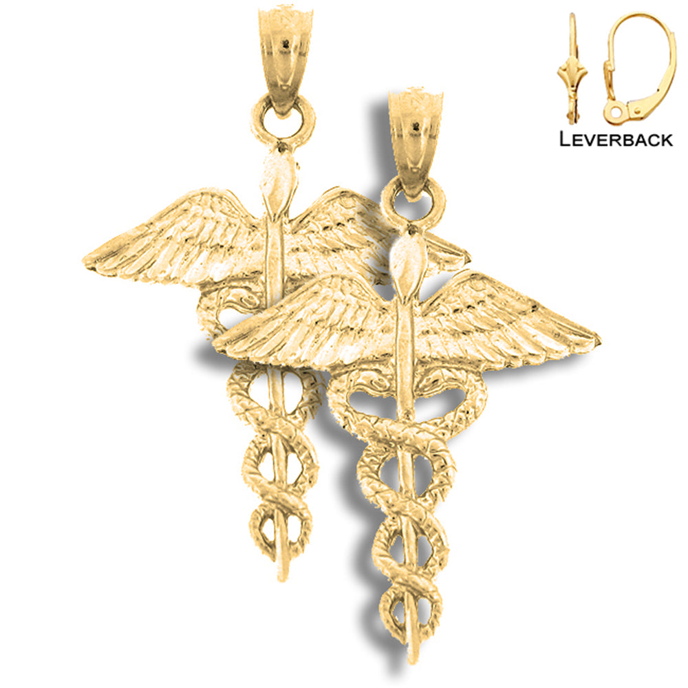 Caduceus-Ohrringe aus 14 Karat oder 18 Karat Gold