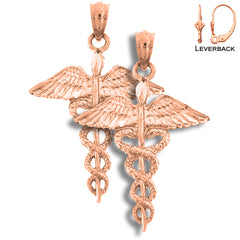 14K or 18K Gold Caduceus Earrings