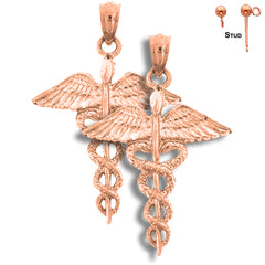 14K or 18K Gold Caduceus Earrings