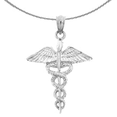 Colgante Caduceo de Oro de 14K o 18K